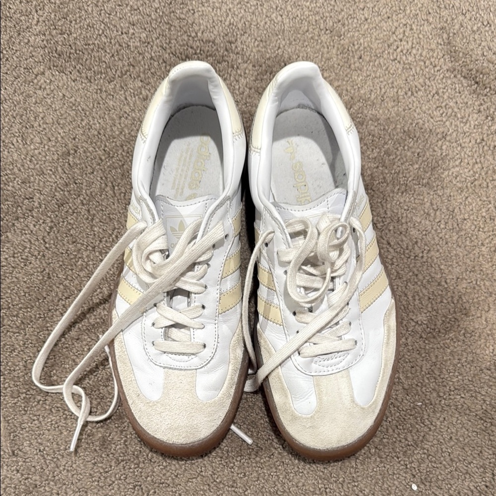 Adidas White and Cream Minimalist Sneakers